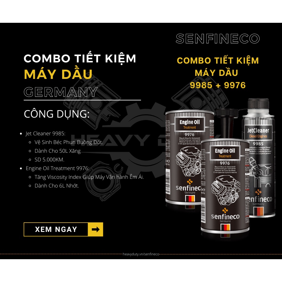 [Máy Dầu] Combo Tiết Kiệm Súc Béc &amp; Phụ Gia Nhớt - Senfineco Combo Diesel Jet Cleaner &amp; Engine Oil Treatment 9985 9976