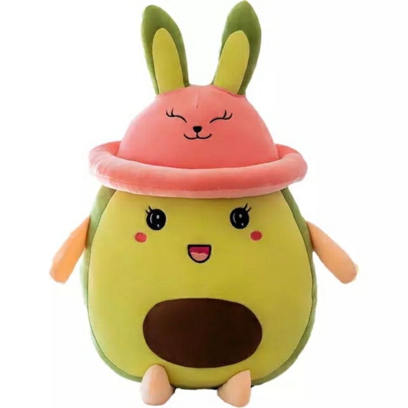 Gấu Bông Bơ Mũ Thỏ Mềm Mịn - Quả Bơ Bông - Gấu Bông Mina
