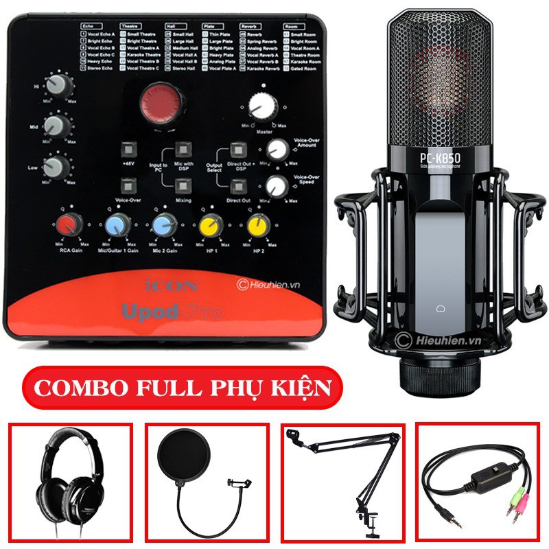 Combo Livestream Thu Âm Mic Takstar PC K850 + Sound Card Icon Upod Pro Full Phụ Kiện Bảo Hành 12 Tháng