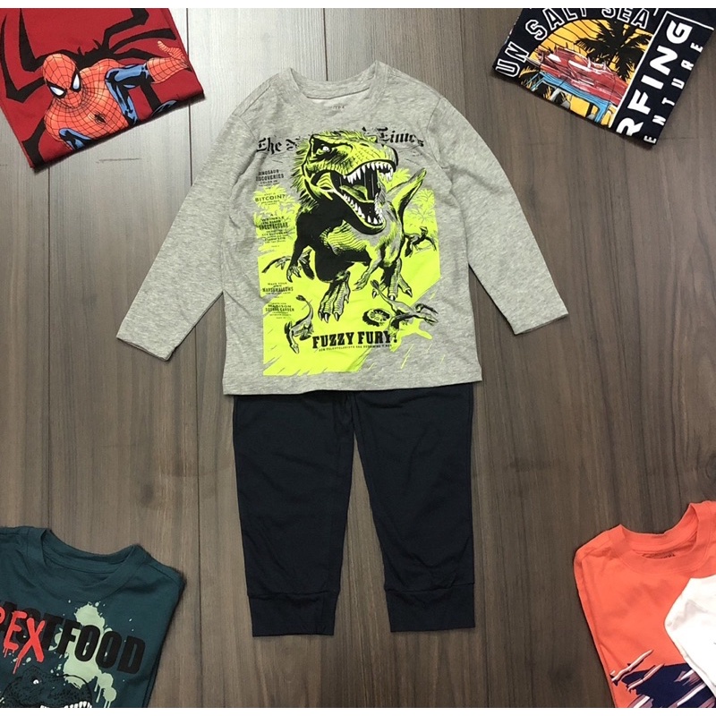 Bộ cotton dài tay place in hình cho bé trai dòng đại 14-47kg