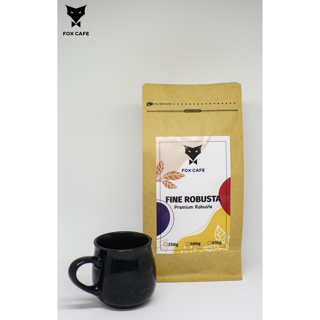 Cà phê FINE ROBUSTA FOX CAFE Cao Cấp 500g - CAFE ĐẶC SẢN phin hoặc Espresso, dùng làm quà tặng