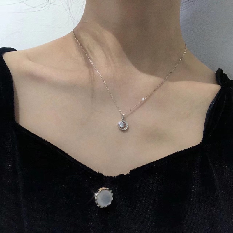 Dây chuyền mặt trăng đính ngôi sao lấp lánh cho nữ, vòng cổ mặt trăng DC01