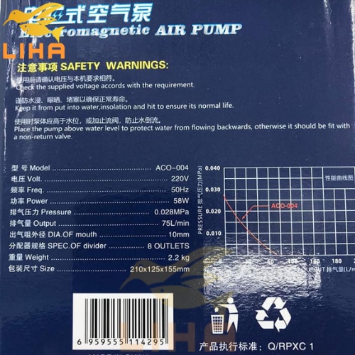 Máy Sủi Khí Oxy Resun Aco-004 (58W-75Lít/Phút) - Máy Thổi Khí Oxi Cho Bể Cá