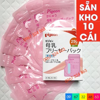Combo 10 túi trữ sữa Pigeon 250ml tiện dụng cho mẹ