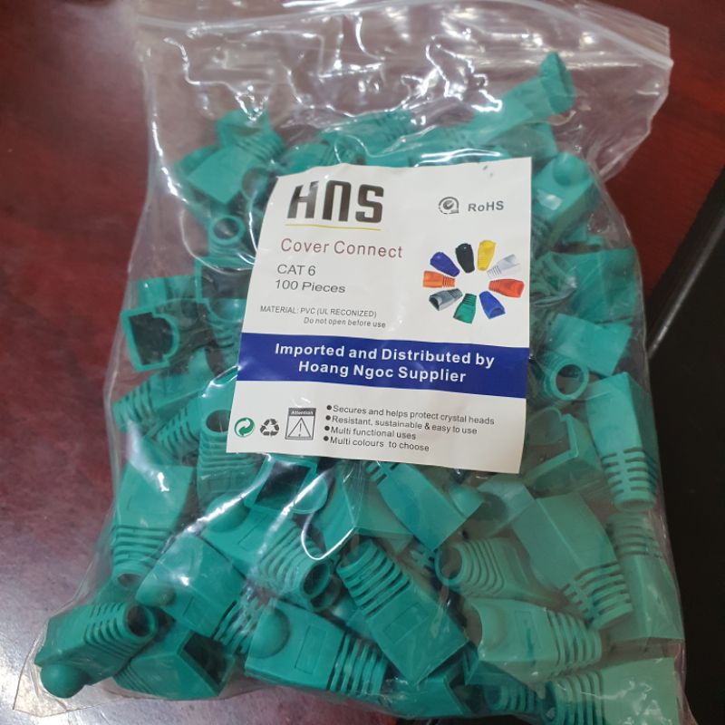 Đầu chụp hạt mạng RJ45 100 hạt/túi dùng cho cat5/cat6, đầu bọc hạt mạng, đầu chụp jack mạng