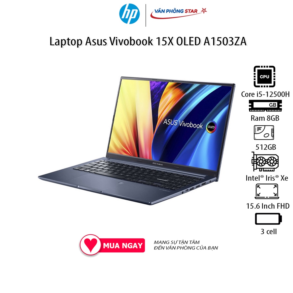Laptop Asus Vivobook 15X OLED A1503ZA-L1422W (Core i5-12500H | 8GB | 512GB | Intel® Iris® Xe | 15.6 inch OLED FHD