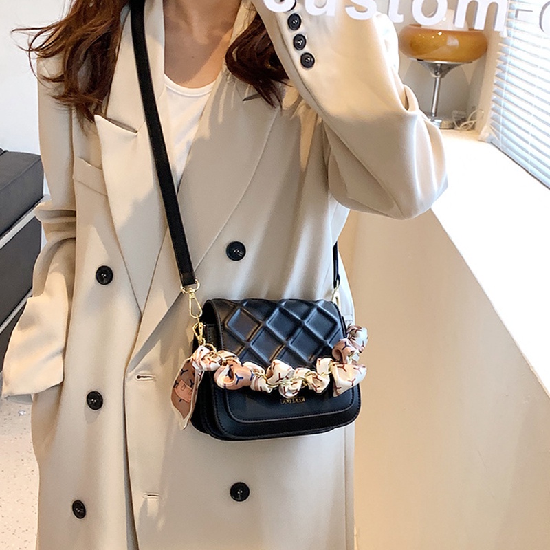 Túi đeo vai IELGY bằng PU phối dây xích cổ điển dễ phối đồ thời trang cho nữ