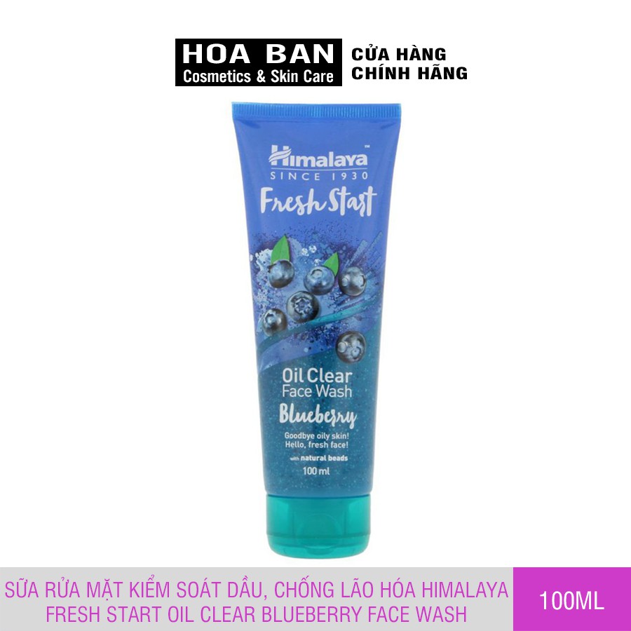 Sữa rửa mặt kiểm soát dầu, chống lão hóa Himalaya Fresh Start Oil Clear Blueberry Face Wash 100ml