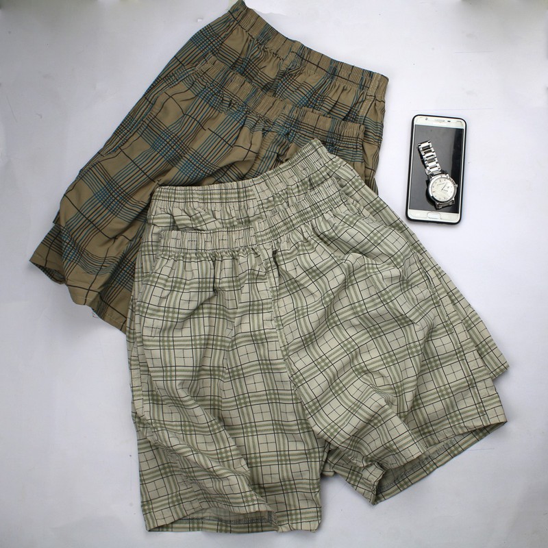 Quần đùi nam mặc nhà loại caro nhỏ vải dù cao cấp loại đẹp có lo go thêu T41 | BigBuy360 - bigbuy360.vn