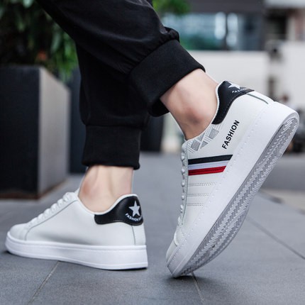 GIÀY THỂ THAO SNEAKER NAM CỔ THẤP TRẮNG KẺ SỌC NHẸ ÊM G 137 | BigBuy360 - bigbuy360.vn