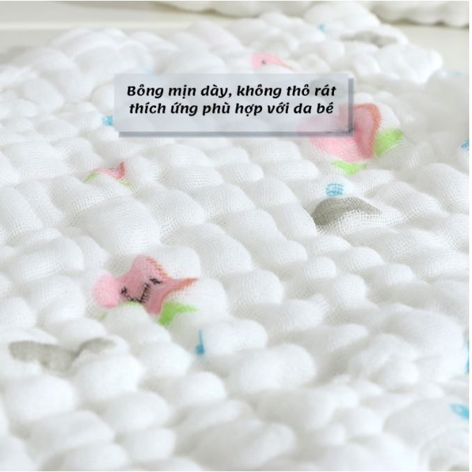 Khăn xô nhăn 6 lớp rửa mặt loại dày,Khăn Xô Sữa Nhăn 6 Lớp Mềm Mại Hàng Đẹp Thấm Hút Tốt Cho Bé