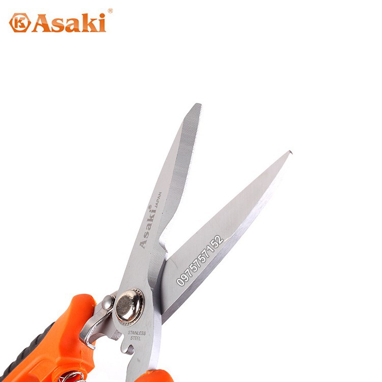 Kéo cắt cành lưỡi Inox thẳng - lưỡi dài Asaki AK-8631 8inch/200mm giocongcu