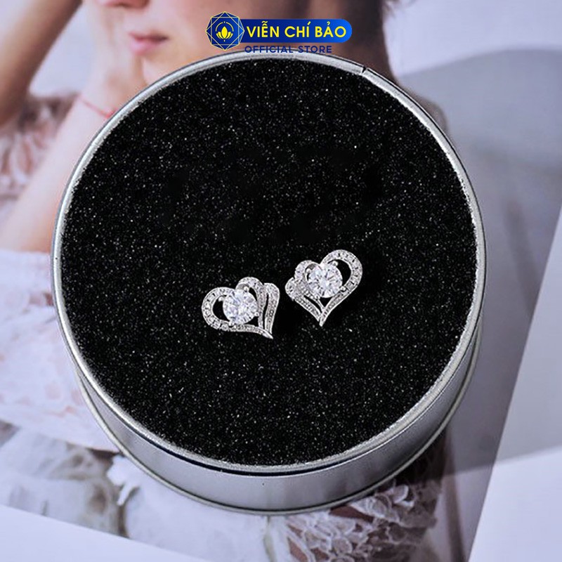 Bông tai bạc nữ Double Heart chất liệu bạc 925 thời trang phụ kiện trang sức nữ thương hiệu Viễn Chí Bảo B400332