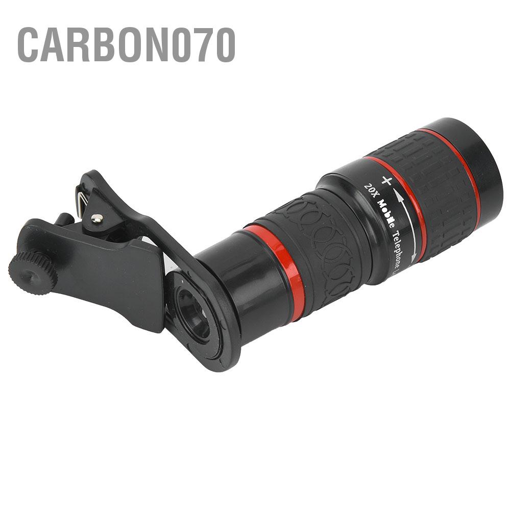Carbon070 Ống kính tele zoom tiêu cự dài 20X có kẹp cho điện thoại thông minh Máy tính bảng màu đen