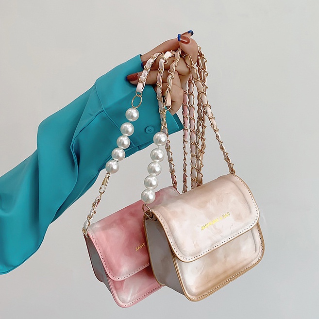 Túi đeo chéo ulzzang mini ví da nữ túi ngọc trai dây xích hàn quốc thời trang