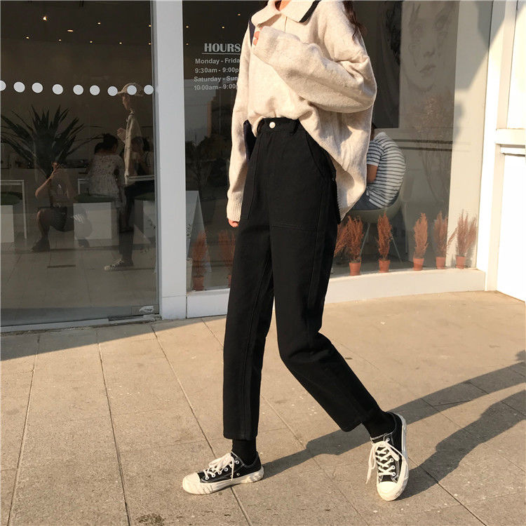 Quần jean dài kéo eo cao thời trang xuân thu phong cách Hàn Quốc dành cho nữ