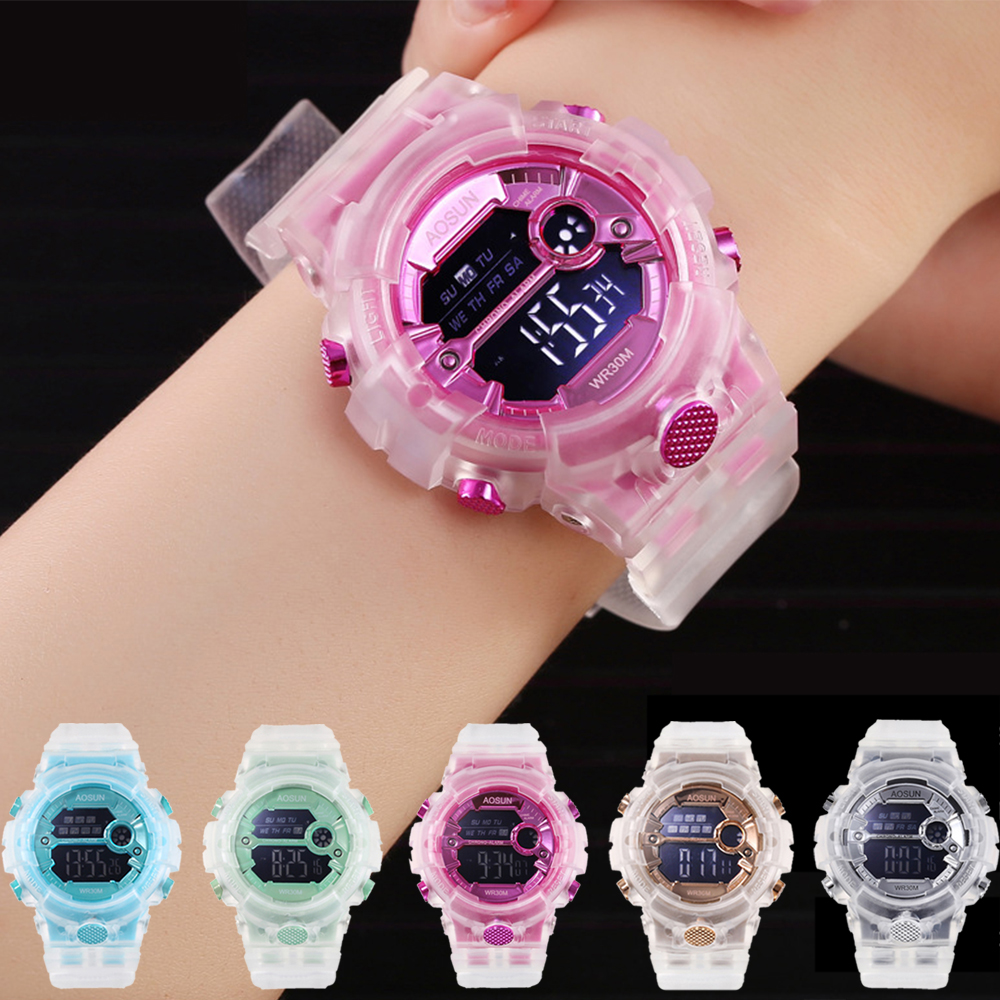 Đồng Hồ Điện Tử Lanfy Chống Nước Có Đèn Led Cho Bé