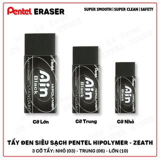Gôm tẩy đen siêu sạch pentel hipolymer - zeath | tẩy sạch, ít bụi, ít độc hại