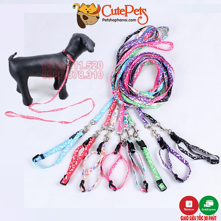 Dây xích mèo, xích chó loại vải 1 lớp kèm yếm hoặc vòng cổ 1cm - CutePets