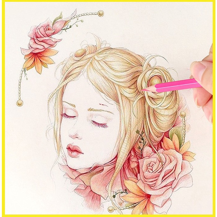 Hộp 12 Bút Chì Màu Dễ Thương, Đáng Yêu Cute Nhiều Màu Cho Bé (Kèm Gọt Chì)