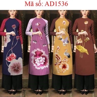 ⚡️ có big size 5XL ⚡️  AD1536 ÁO DÀI CÁCH TÂN ĐI CHÙA HỌA TIẾT HOA SEN KÈM QUẦN