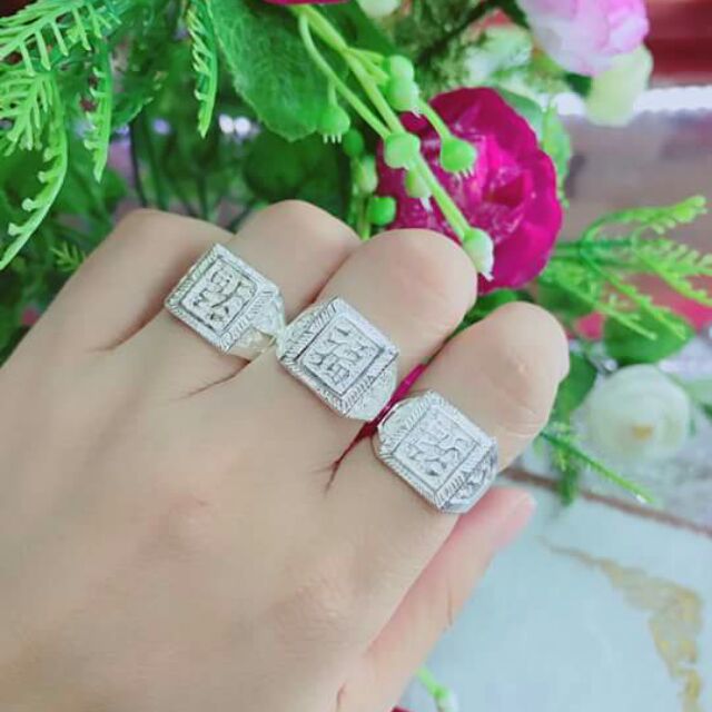 Nhẫn bạc nam chữ phúc