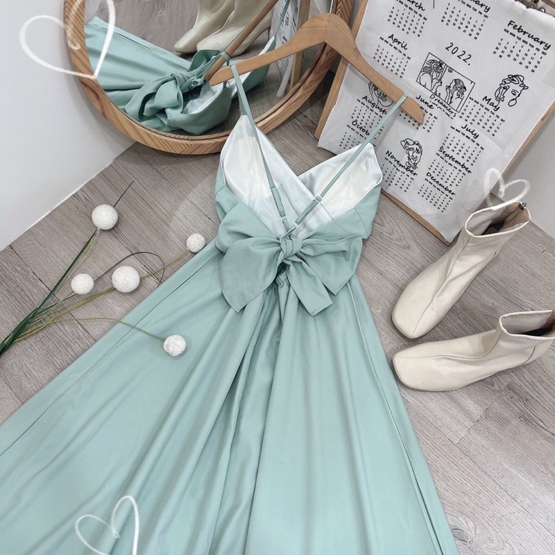 Đầm maxi xoè hai dây cột nơ sau lưng🦋Đầm đi biển | BigBuy360 - bigbuy360.vn