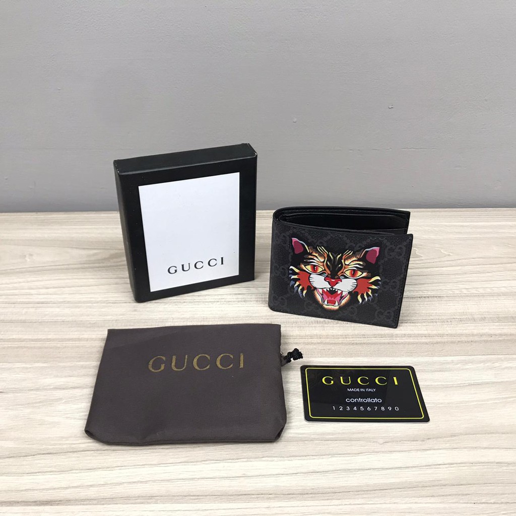 Ví Gucci Gập Đôi In Hình Rắn / Ong / Hổ Cá Tính Cho Nam