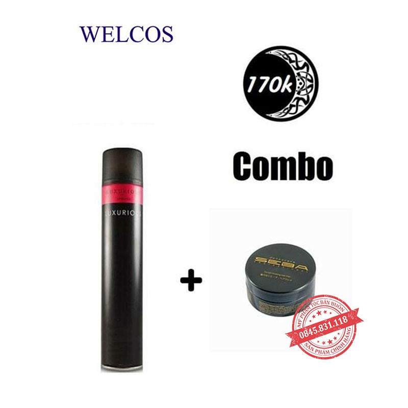 [COMBO]  gôm xịt tóc Luxurious 420ml + Sáp vuốt tóc tạo kiểu SEBA  80g chính hãng CB15