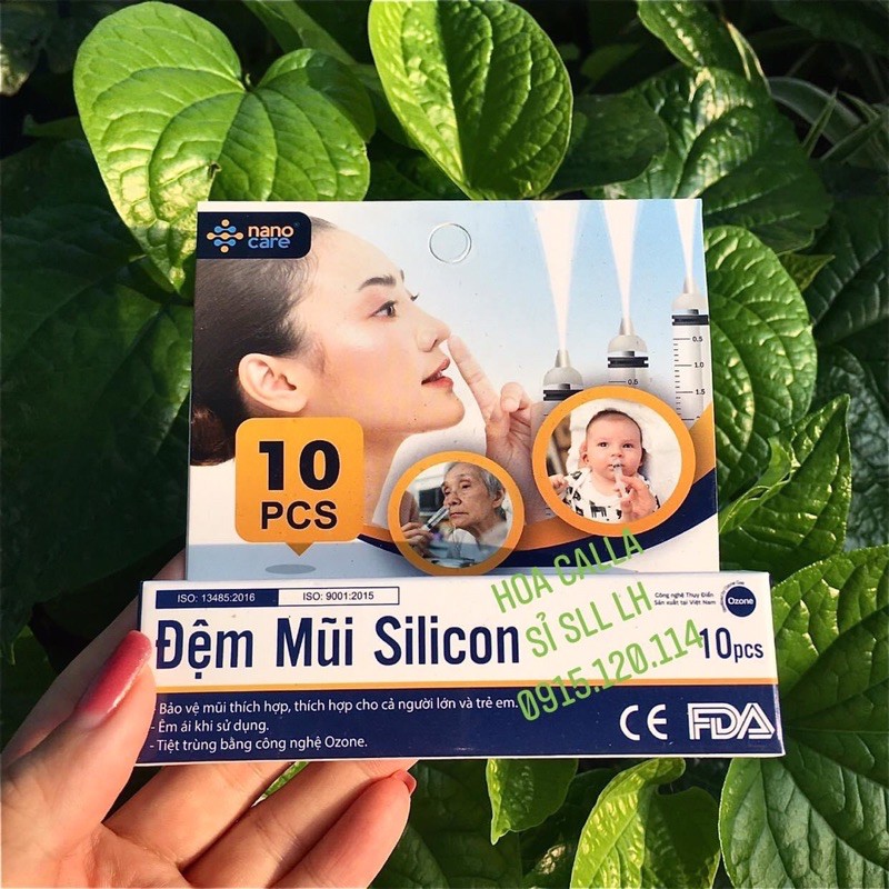 Hộp 10 núm silicon rửa mũi Nanocare an toàn cho bé tặng kèm xilanh 20ml