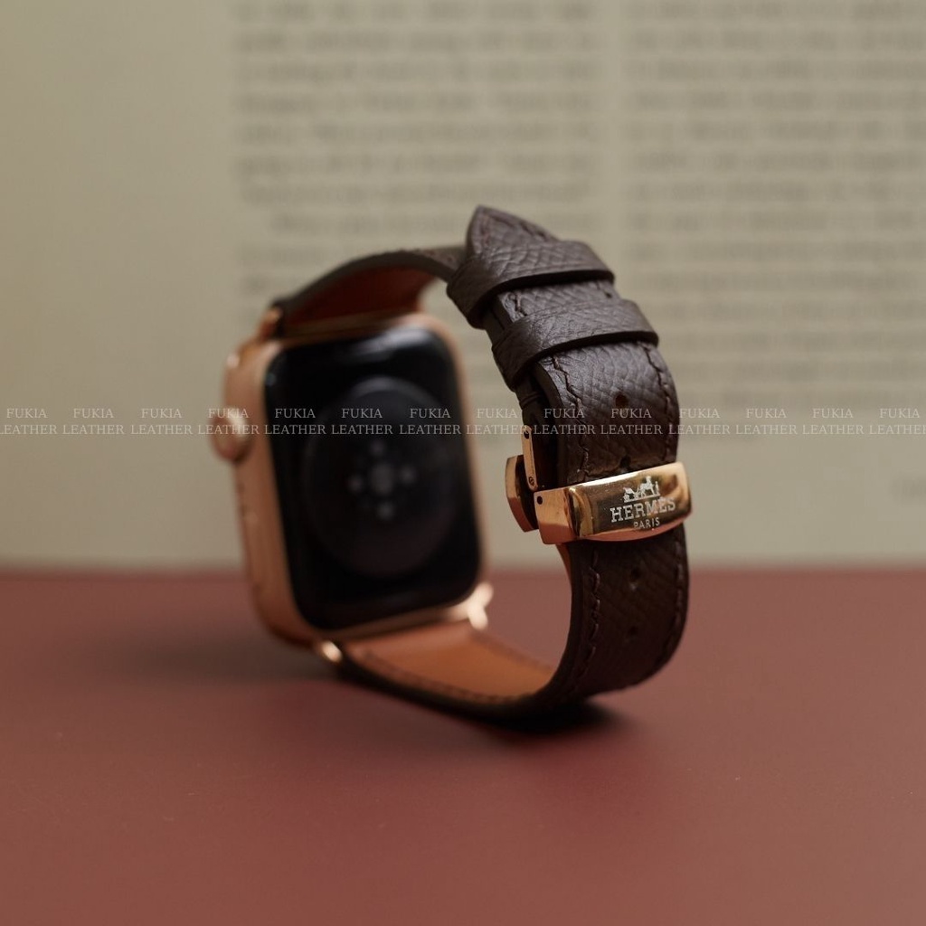 Dây da thủ công Epsom Nâu dành cho Apple Watch, đồng hồ thông minh, đồng hồ cơ