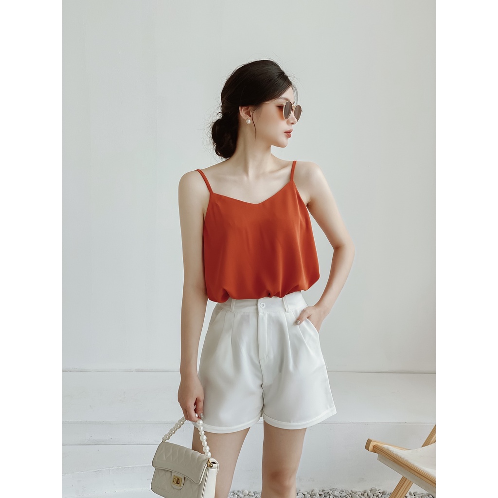 Áo thiết kế 2 dây lụa LYRA, dáng suông basic-LWBAO018