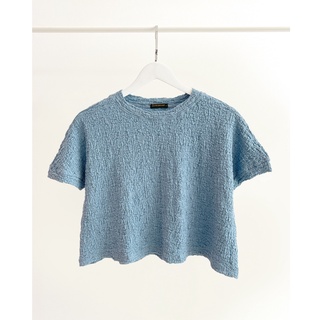 Olv - áo textured tee in blue