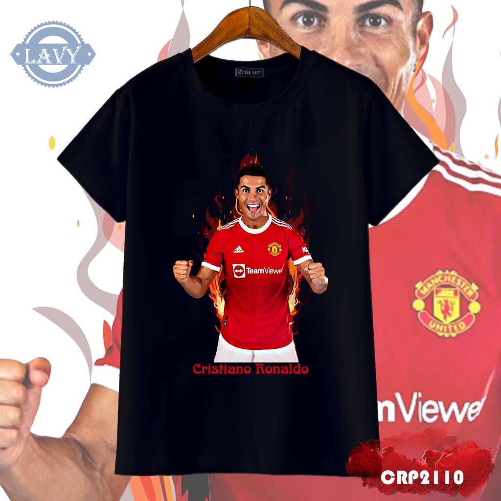 Áo thun nam cổ tròn in hình Ronaldo CR7, áo phông unisex nam nữ vải cotton co giãn chất lượng cao | CRP2110-TD02