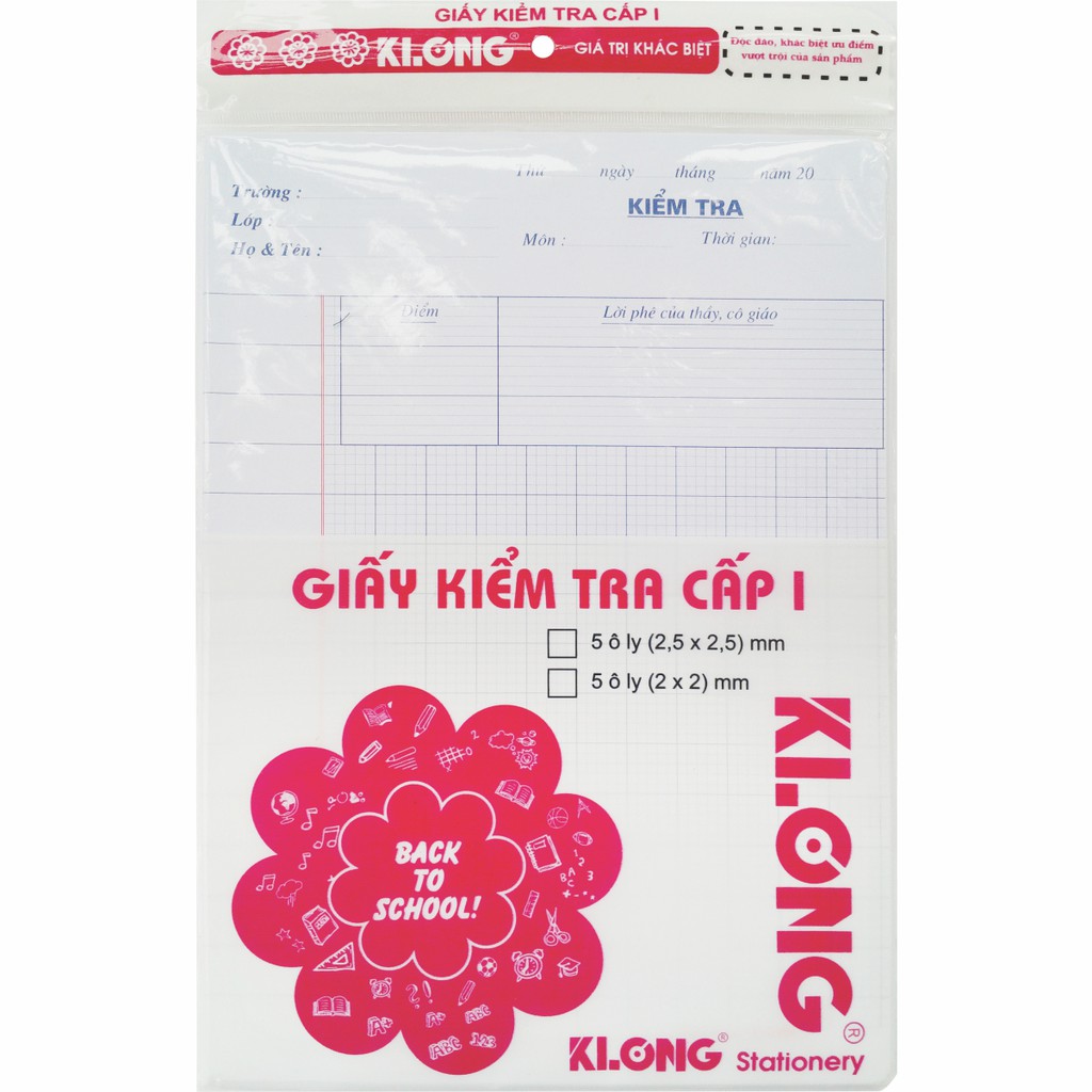 Giấy kiểm tra cấp I, 5ly2.5-15 kép/ tập ( 012N)