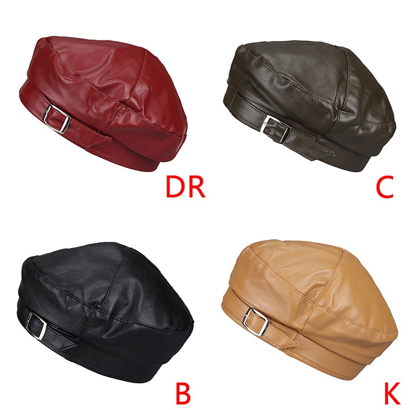 Mũ beret da PU phong cách cổ điển 56-58cm thời trang cho nữ