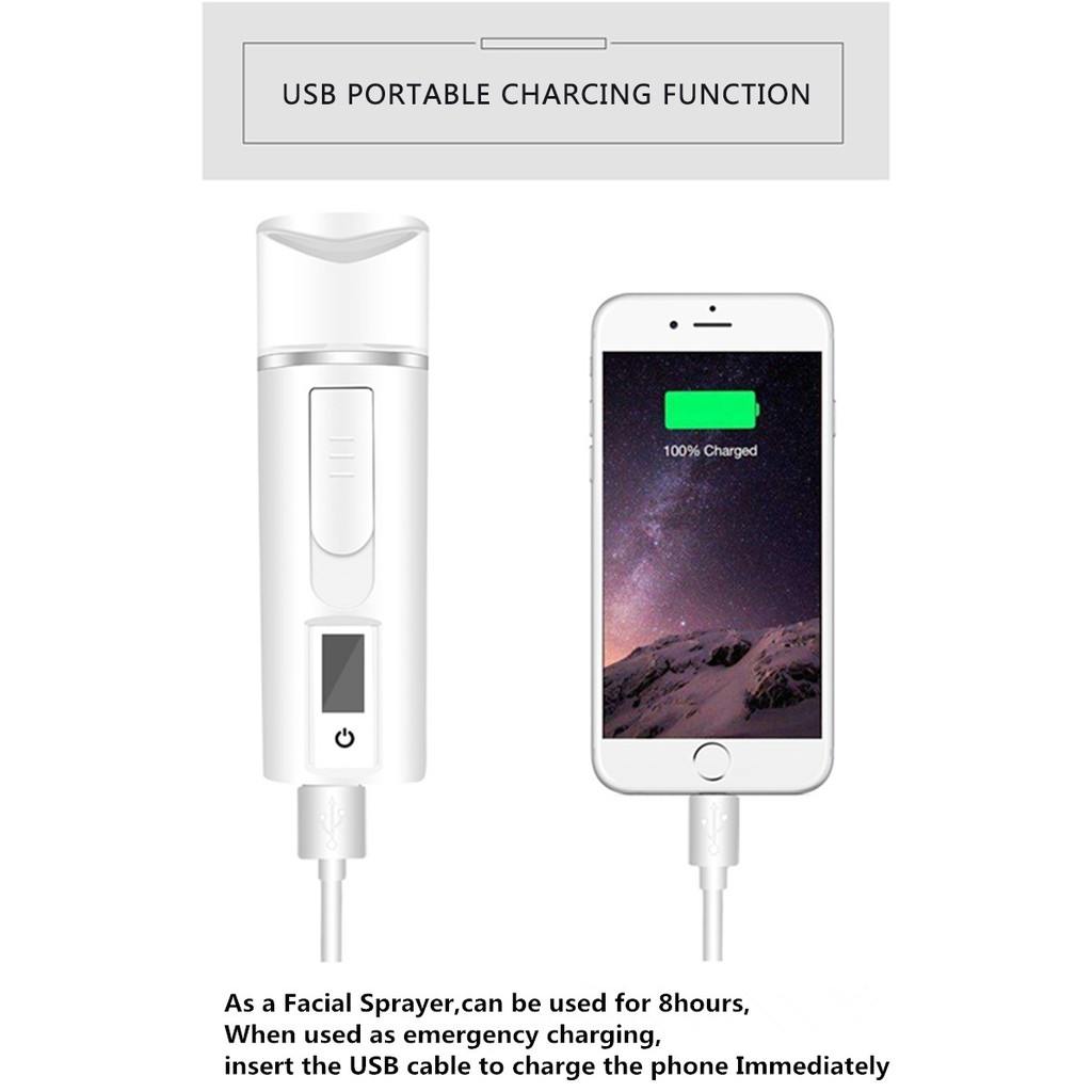 [Hàng mới về] Máy phun dưỡng ẩm kiểm tra da 3 trong 1 sạc tiện lợi