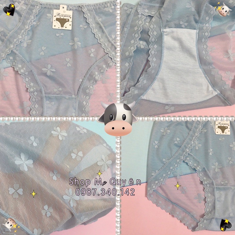 Quần lót ren hoa nhí mỏng nhẹ- cạp cao form 50-70kg