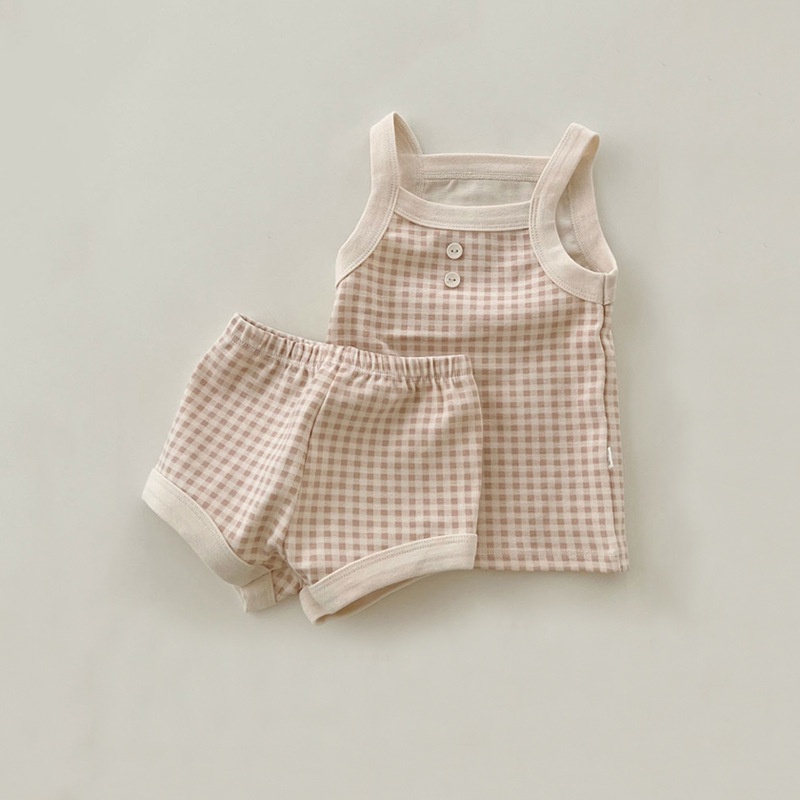 Set Áo Sơ Mi Caro + 1 Quần Short Thời Trang Cho Bé Gái Dễ Thương