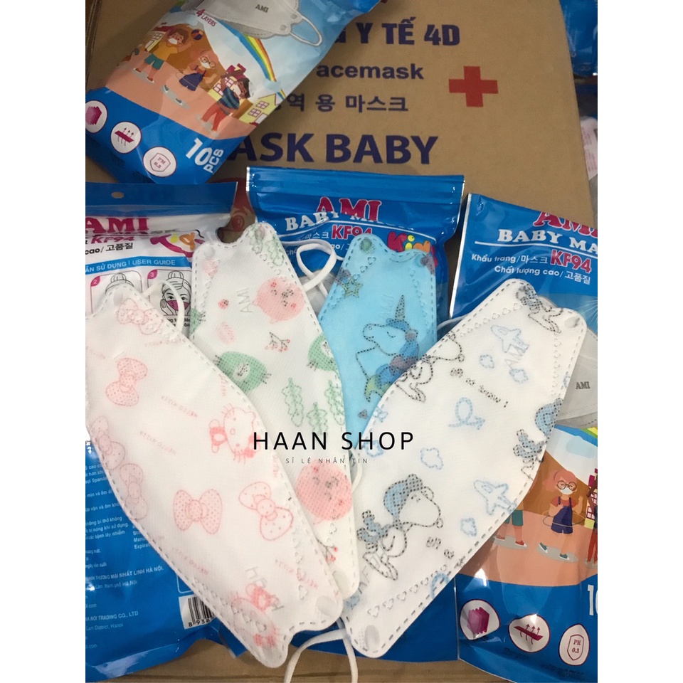 Combo 50c/100c Khẩu trang trẻ em KF94 kháng khuẩn công nghệ Hàn Quốc ( 1 túi 10c) (sz3-12t)