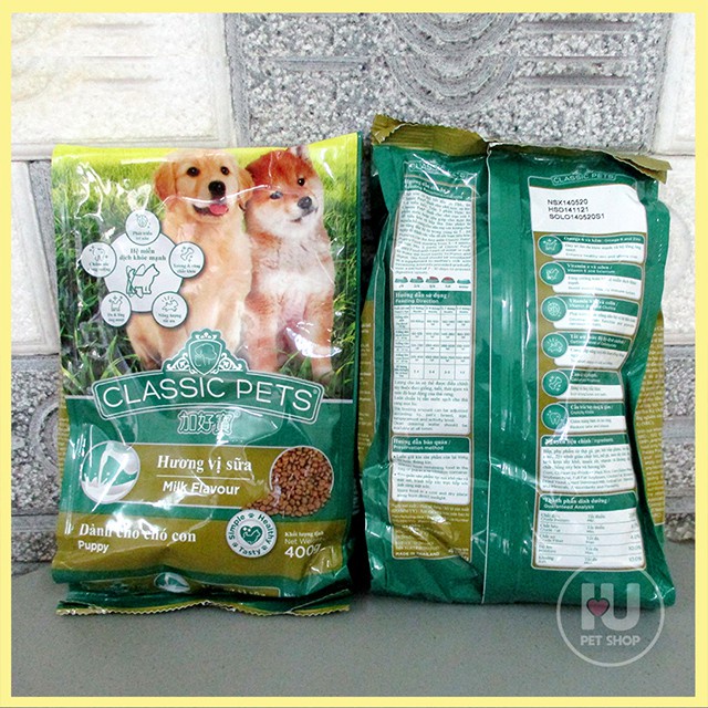 PVN311 - Thức ăn khô/ Hạt Classic puppy hương vị Sữa hạt nhỏ, giúp cún dễ ăn, dễ hấp thụ dành riêng cho chó con gói 400g