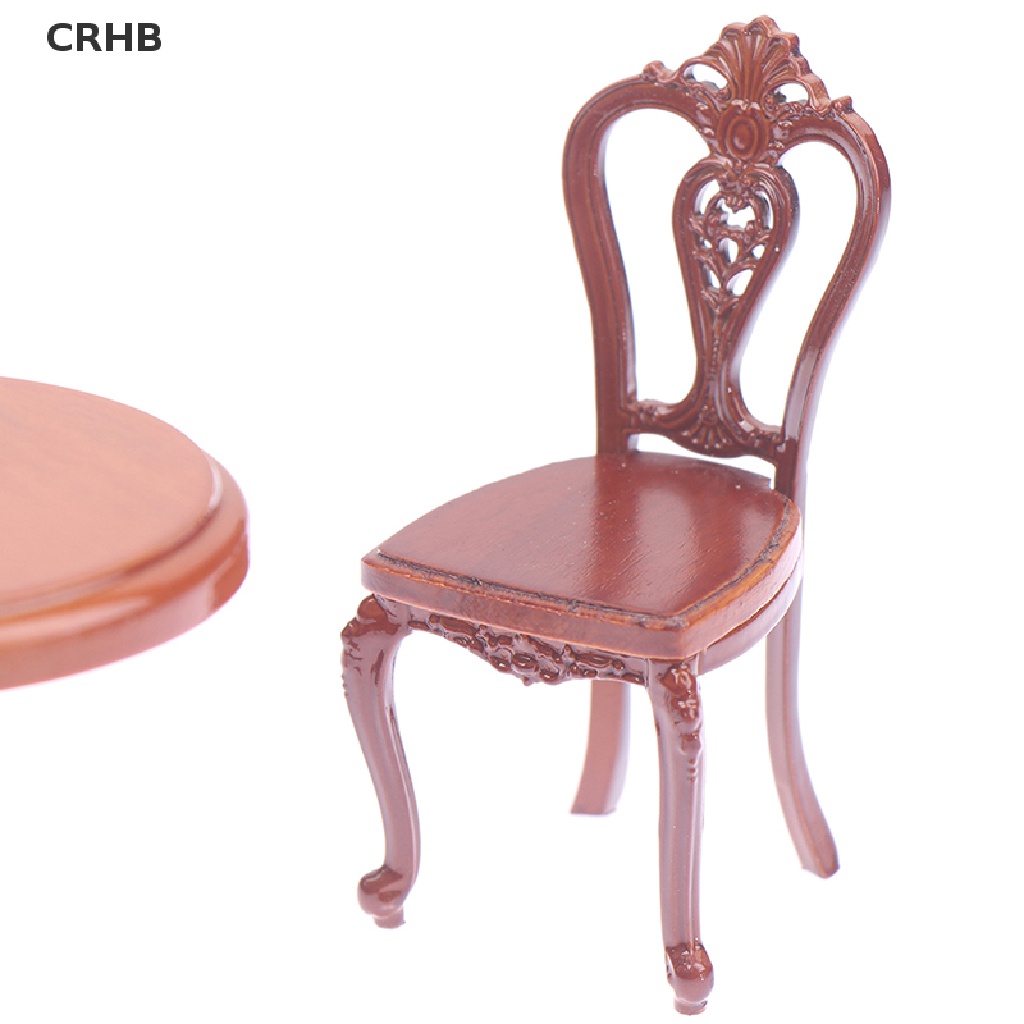 CRHB 1/12 Wood Dollhouse Miniature Wooden Furniture Miniature Round Stool/table NEW