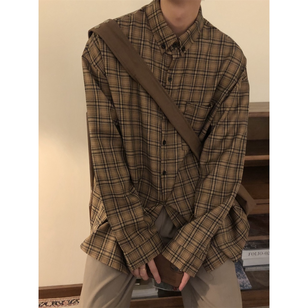 Áo Sơ Mi Nam Dài Tay Vải Flannel Họa Tiết Sọc Caro Phong Cách Retro áo sơ mi nữ form rộng  áo sơ mi caro nữ áo sơ mi hoạ tiết