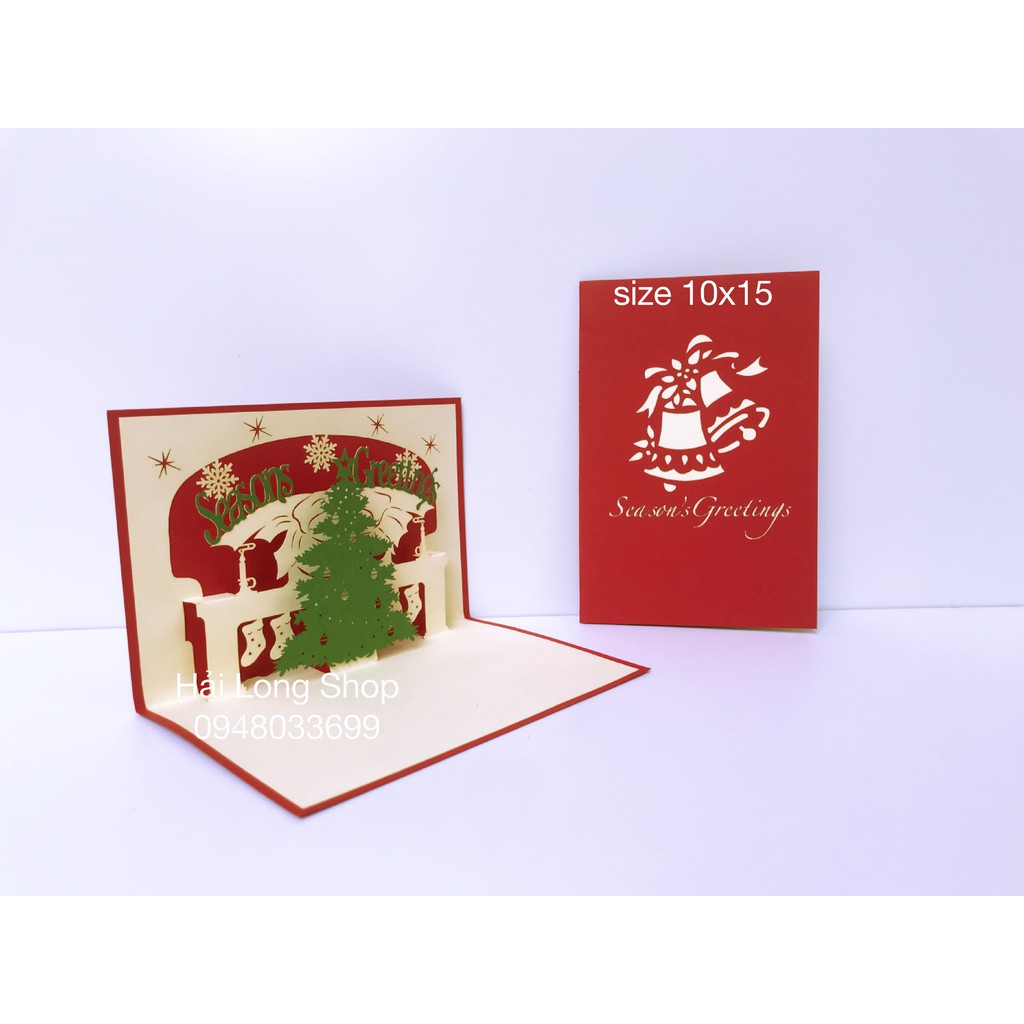Cây Thông 20 ( bên lò sưởi ) - Noel - Thiệp 3D ( mở 90 độ  ) | BigBuy360 - bigbuy360.vn