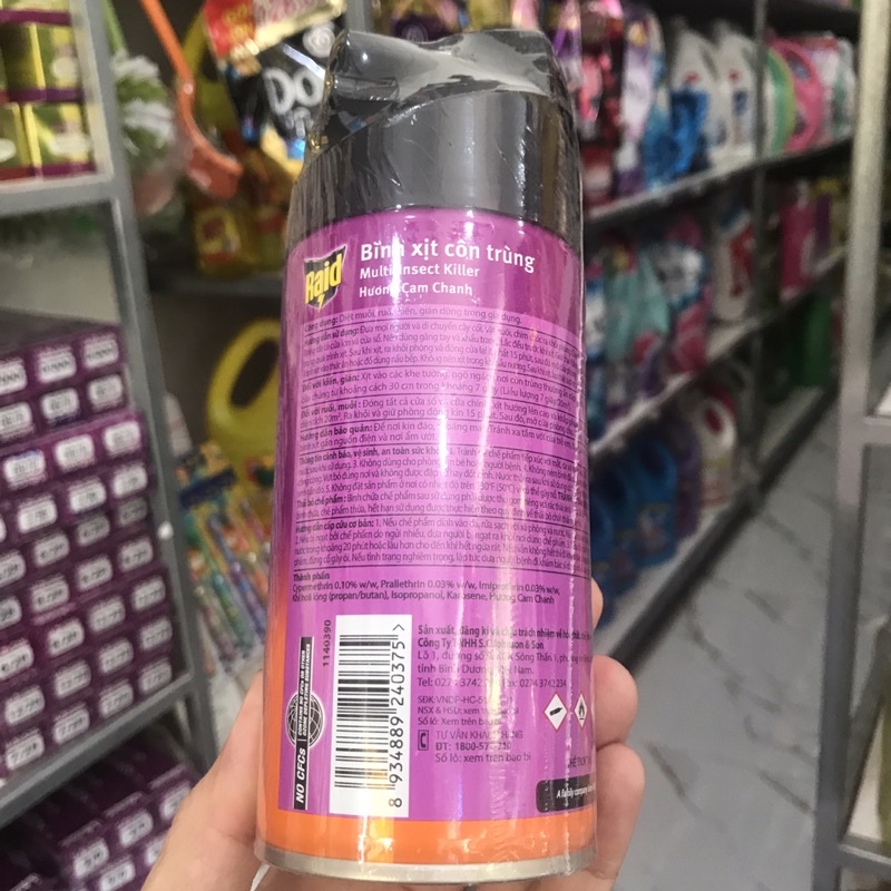 Xịt Côn Trùng Raid Hương Cam Chanh 300ml