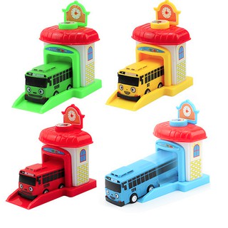 Mô hình xe ô tô buýt Tayo The Little Bus đồ chơi trẻ em gồm 4 nhà đẩy và xe
