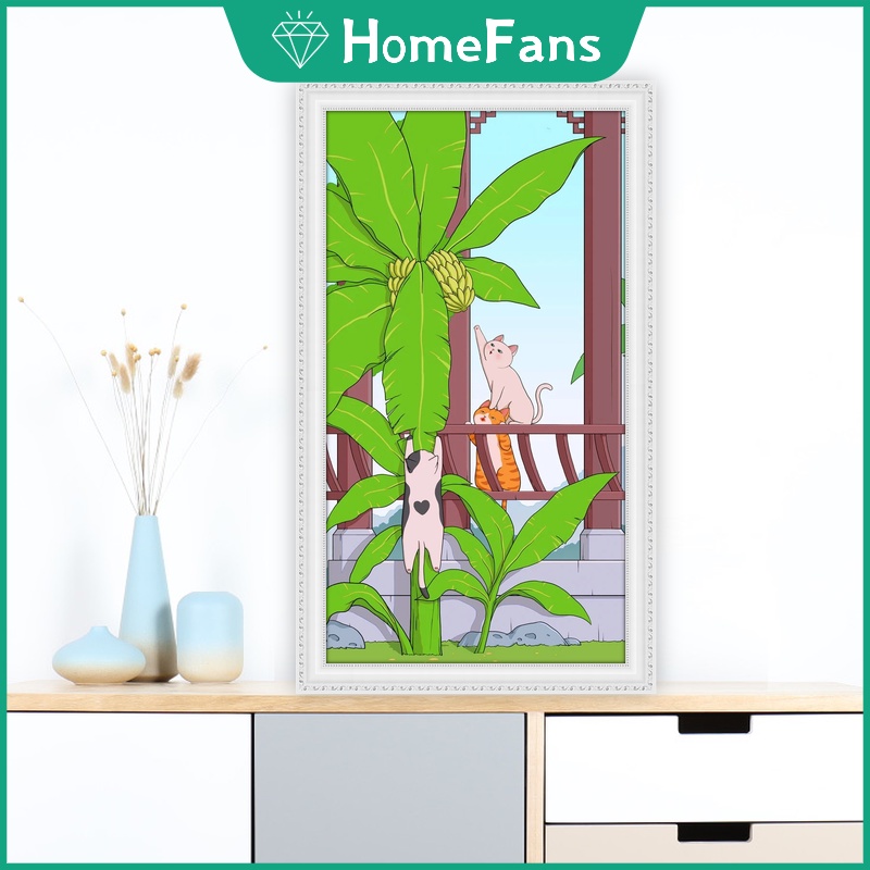 Bộ Tranh Đính Đá 5D Tự Làm 30x50cm Hình Mèo Hoạt Hình Đáng Yêu Trang Trí Nhà Cửa