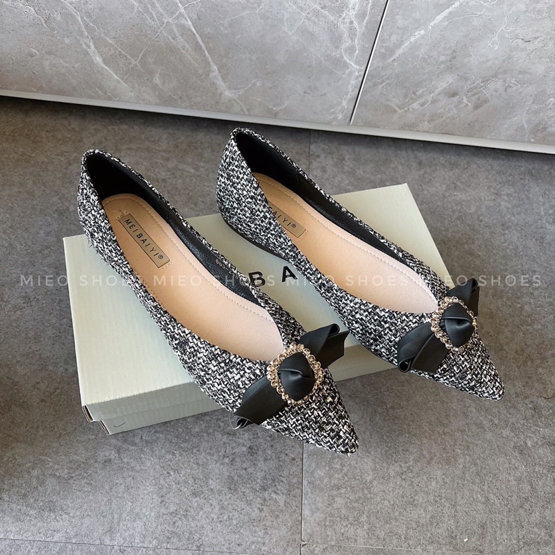 BÚP BÊ NƠ ĐÁ CHẤT DẠ HÀNG NHẬP MIEO SHOES ( B410 )