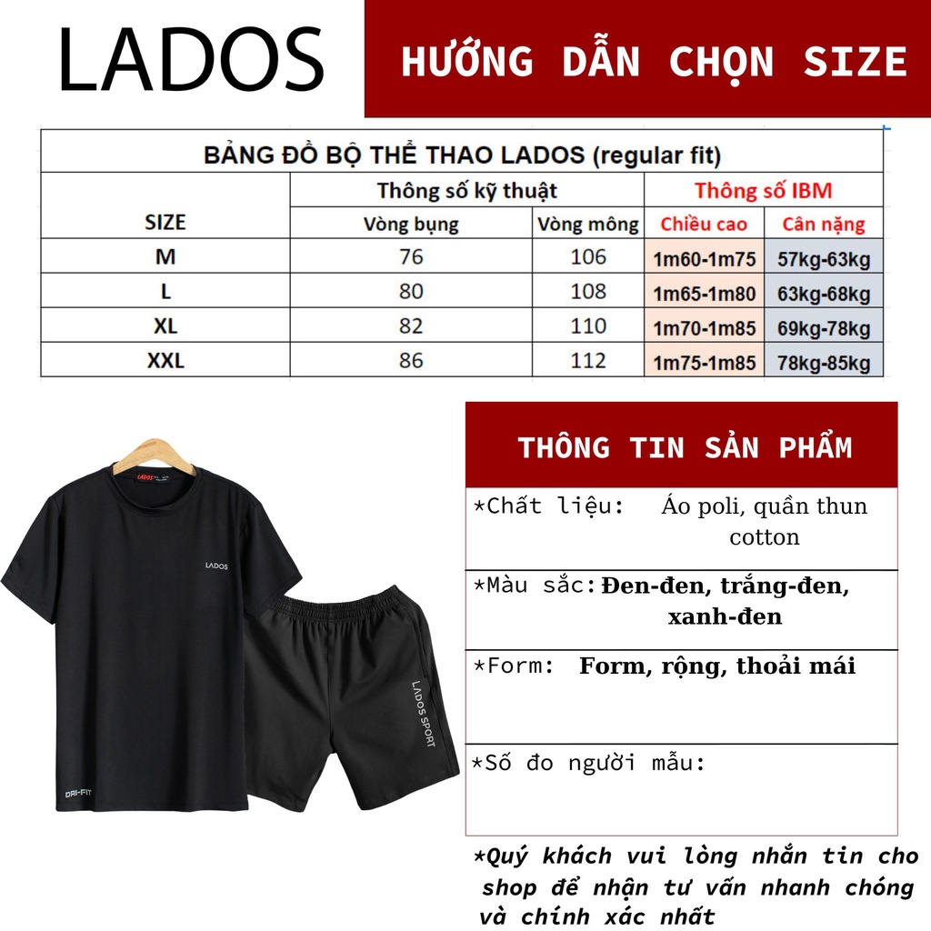 Bộ quần áo thể thao nam đẹp cao cấp LADOS - 7001, vải thun lạnh, mặc nhà, chạy bộ, tập gym