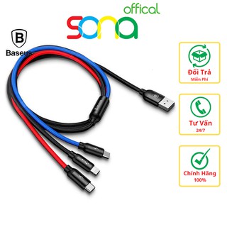 Dây sạc 3 đầu, cáp sạc nhanh, dây sạc bọc dù 3 đầu siêu chắc chắn - Sona offical